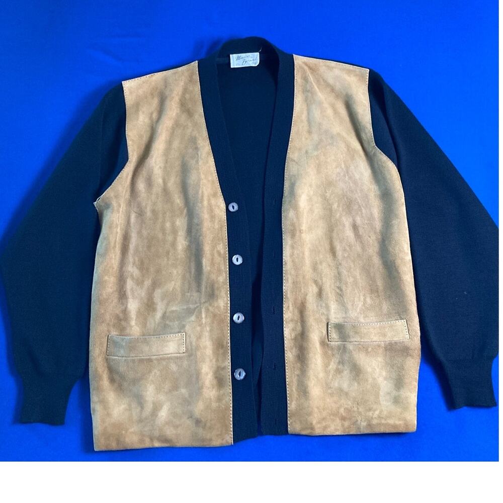 VTG All Wool Suede Cardigan Italy Monsieur Bernard Button Up -*Repair* - *Read*